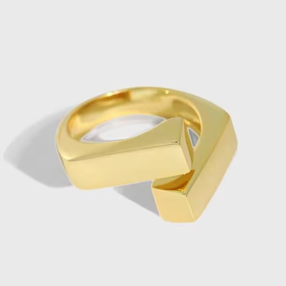 Stamped 925 Gold Tone Foldover Wrap Style Boho Ring #1463 - Picture 1 of 15